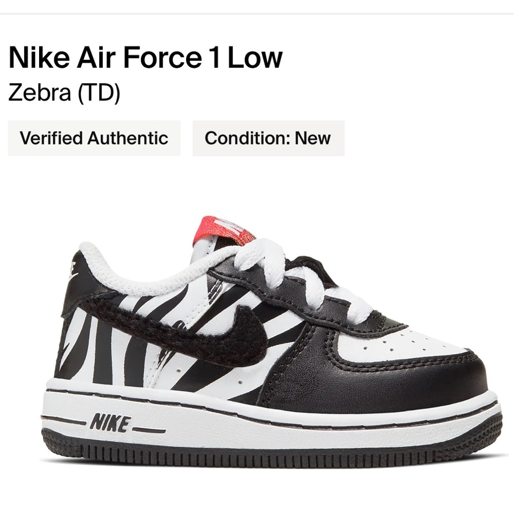Toddler zebra Air Force 1